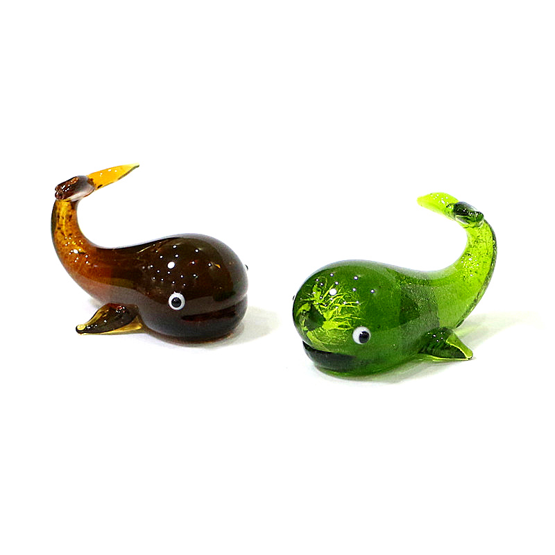 Marine Aquarium Home - Murano kaca paus miniatur patung perak