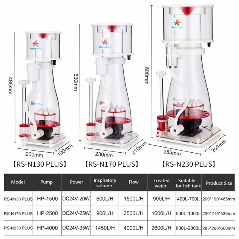 Marine Aquarium Protein Skimmer - 110-240V Red Starfish Aquarium Protein Skimmer