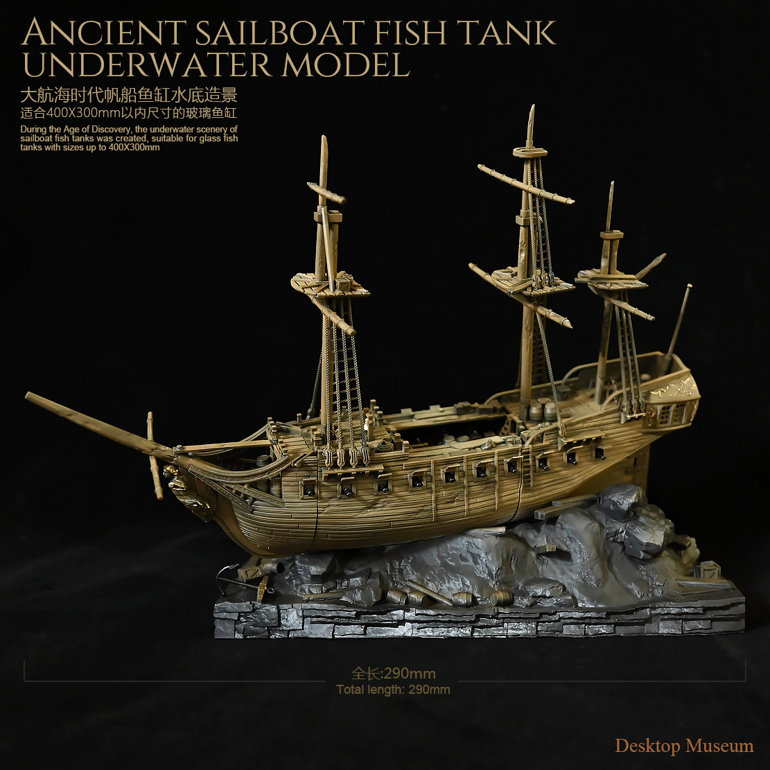Dekorasi Akuarium Kapal Layar  - Marine Aquarium Epoxy ulasan dan harga